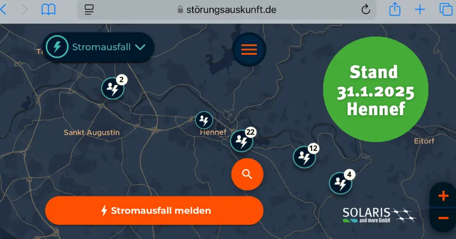 Störungskarte 31.01.2025 in Hennef und Umgebung